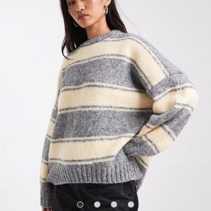 ASOS butter cream and grey striped sweater